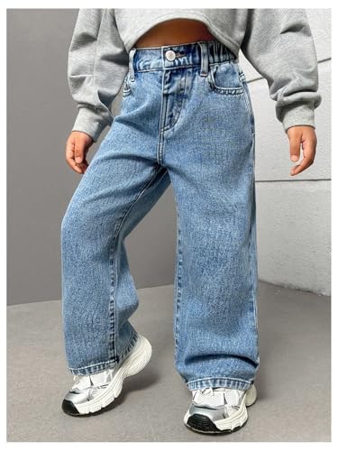 Floerns Toddler Girl's Heart Print Jeans Distressed Ripped Straight Leg Denim Pants2