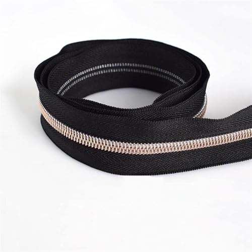Lueao Cqinju-Cremalleras 5# 10 Metros Rose Gold Nylon Dientes con Cremallera para Ropa de Costura Bobina de plástico Zippers Bolsa DIY ZIPS Accesorios DE GENTA, Robusto y Duradero