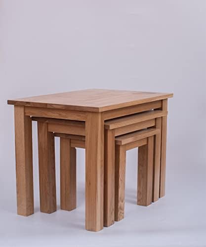 ARPHASLE Solid Wood Nesting Tables Set Of 3 Easy Assembly Nest Of Tables Living Room BedRoom (Natural Wood Color)