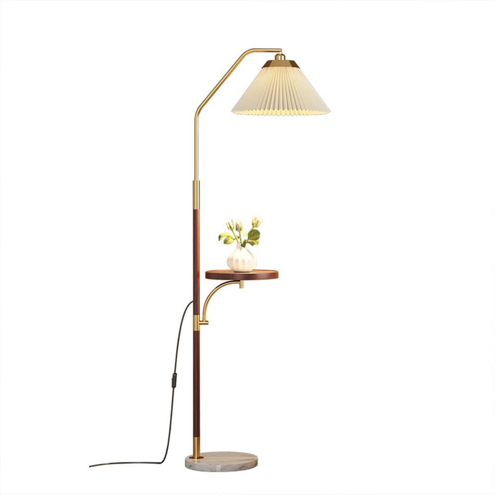Lampadaire plissé avec table en noyer et cloison de lecture pour salon moderne