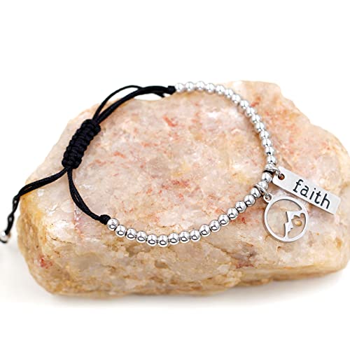 Image of Uloveido Copper Brass Beads Ball Bracelet Adjustable Braided Rope Bracelet with Mustard Seed Charm