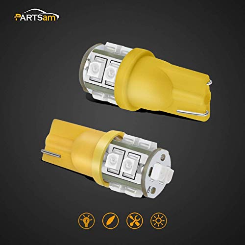Partsam T10 Led Light Bulbs 5Pcs 10-3528-Smd Amber Lights+5X 5-5050-Smd White Lights Compatible With Pickup Truck Cab Marker Roof Running Top Light 12V (Pack Of 10) #TOP7