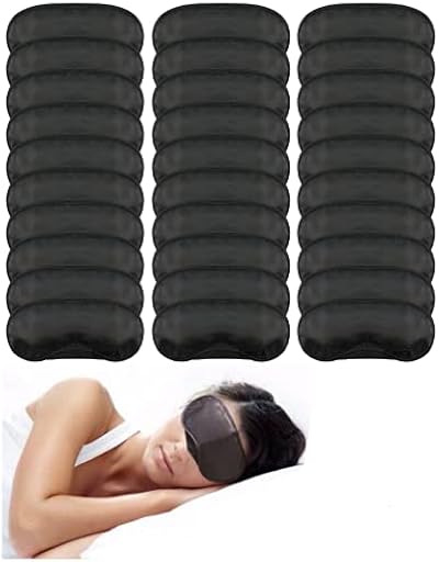 Eye Mask Sleep Masks Sleeping Mask Blindfold Eye Cover Team Building Games Party with Nose Pad and Adjustable Strap for Women Men Kids 4 Layers Black (30 Pack)