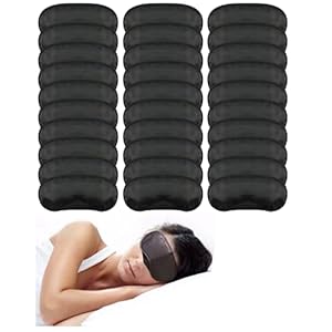 Eye Mask Sleep Masks Sleeping Mask Blindfold Eye Cover Team Building Games Party with Nose Pad and Adjustable Strap for Women Men Kids 4 Layers Black (30 Pack)