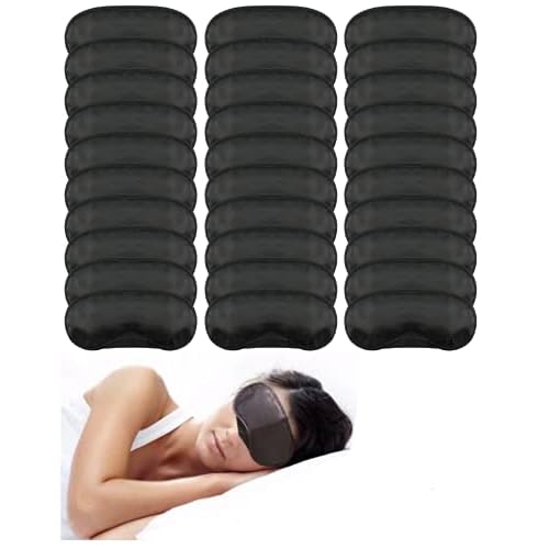 Eye Mask Sleep Masks Sleeping Mask Blindfold Eye Cover Team Building Games Party with Nose Pad and Adjustable Strap for Women Men Kids 4 Layers Black (30 Pack)