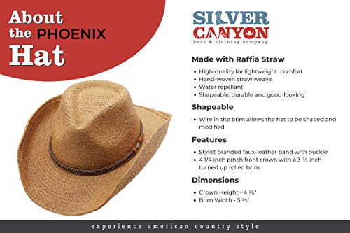 Silver Canyon Men's Phoenix Straw Shapeable Western Cowboy Sun Hat - Natural #TOP2