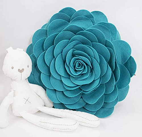 Fennco Styles Eva's Flower Garden Decorative Throw Pillow Cover 13" Round - Teal Floral Accent Pillow Case For Home, Couch, Bed, Living Room, Holiday And Office Décor #TOP4
