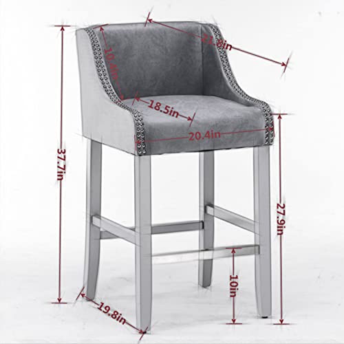 Mojay 28" Counter Height Bar Stools Set Of 4, Thickened Leather Fabric Upholstered Dining Chair With Rubber Wood Legs, Pink #TOP1