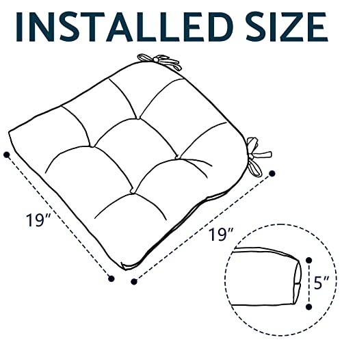 Twlear Indoor/Outdoor Wicker Chair Cushions, U-Shape Tufted Patio Seat Cushions All Weather For Outdoor Furniture Home Garden Office Chair Use, 19”X19”X5”, 2 Pack, Pebble Blue #TOP2