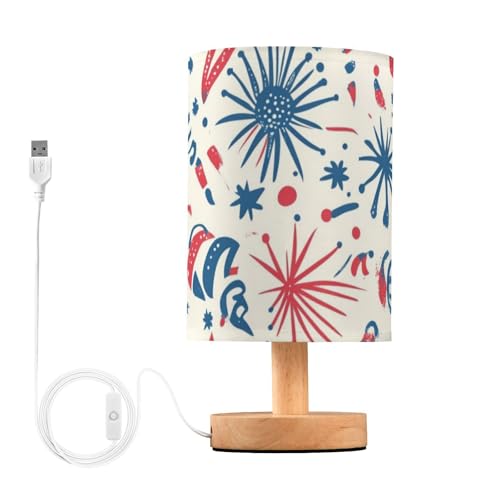 Foiosoh Night Light Burlap Red Blue Firework Beige Background Night Lights for Kids Side Table