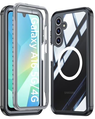 Miimall �Ή� Galaxy A16 5G ���ʃP�[�X �����K���X�t�B�������� 360�x�S�ʕی� �Ռ��z�� �ČRMil�K�i �ϏՌ� �}�O�Z�[�t�Ή� �T���X�� �M�����N�V�[ A16 �p�t���J�o�[ �����h�~ �w��F�� for Samsung Galaxy