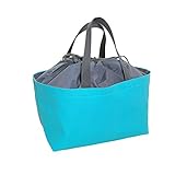 [エコライフ] レジカゴ型 エコバッグ 24L 日本製 想定重量10kg 弱撥水 帆布 8号×撥水ナイロン) (エメラルドブルー x Mグレー)