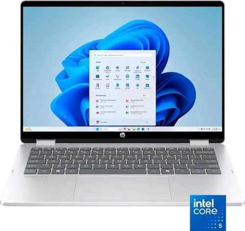 Image of HP OmniBook 5 Flip 2-in-1 14 inch Full HD+ Touch-Screen Laptop | Intel Core 5 120U|Intel Graphics| Copilot | Webcam| Silver | 8GB RAM DDR5 | 512GB SSD |Windows 11 Home |Bundle with Stylus Pen