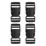 [uxcell] クイックサイドリリースバックル32mm / 1-1/4" デュアルアジャスタブルノーソークリップスナッププラスチックク ラスプファスナー ウェビングストラップ バックパックベルト ドッグカラー用 ブ ラ ック 4個入り