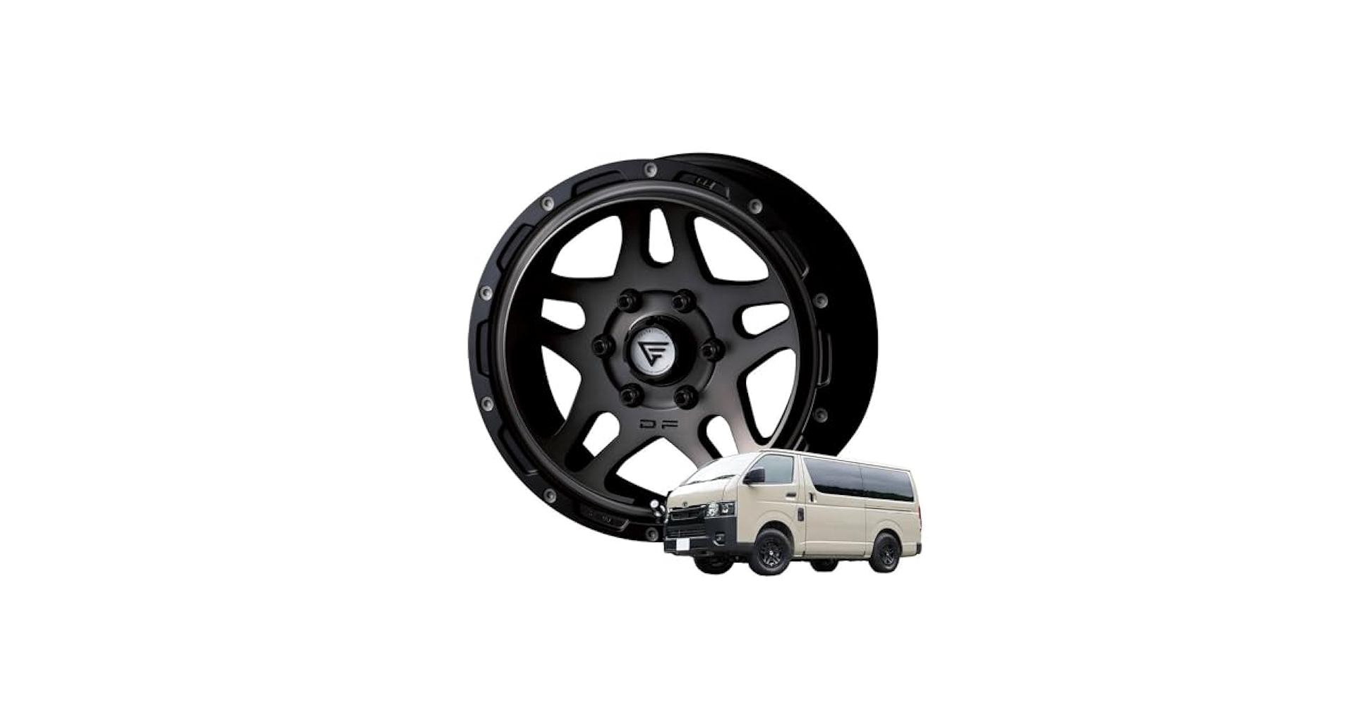デルタフォース　ハイエース ET38 ハブ経106mm DELTA FORCE OVAL 16インチ 7.0J +38 6-139.7 マットブラック 4