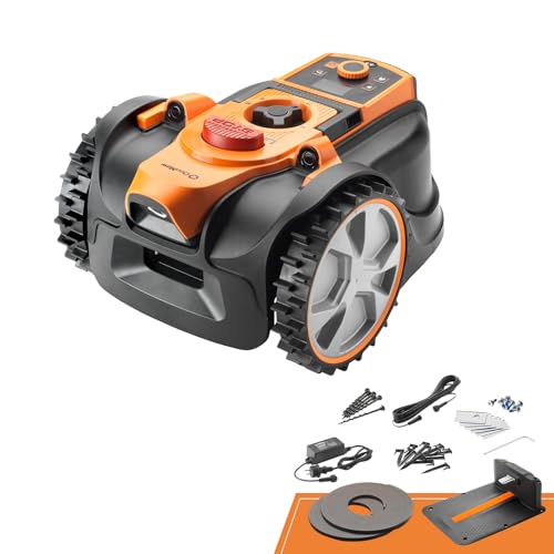 LawnMaster Robot Cortacésped con navegación por cámara, App y estación de Carga. Auto-Carga. Sin Cable de delimitación. Control LCD. Drop & Mow para Varias Superficies de césped.