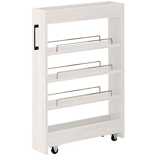 アイリスプラザ 『選べる54種』 隙間収納ロータイプ スリムラック ストッカー 調味料ラック 冷蔵庫横 洗濯機横 ホワイト キッチンワゴン 幅16cm FRM-004-IR