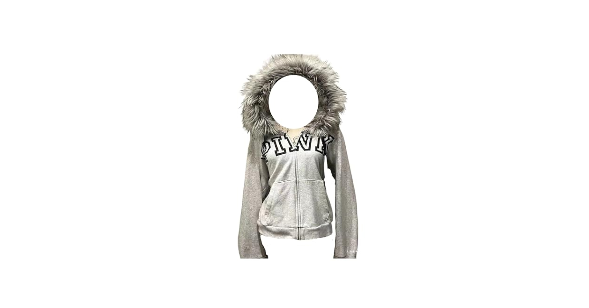 OANTGM Y2k Zip Up Hoodie Fur Jackets Emo Grunge Crop Winter