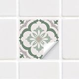 Alwayspon 25 adesivi per piastrelle da 15 cm, motivo floreale verde, autoadesivi, per bagno, cucina, paraspruzzi per fornelli, in vinile, per piastrelle da parete