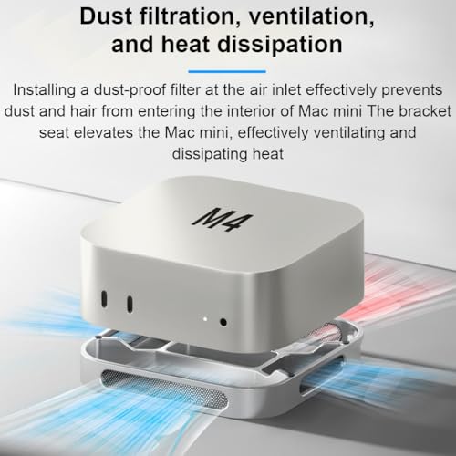 Image of ZORBES Aluminum Stand for Mac mini M4 /M4 Pro, Precision Fit Base with Power Button Cutout, Four-Sided Ventilation, 0.8mm Mesh Dust Cover, Anti-Scratch Silicone Pads Sleek Desktop Holder for Mac mini