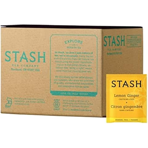 Stash Tea Lemon Ginger Herbal Tea Box of 100 Tea Bags Cover