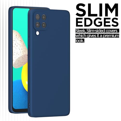 Image of Outlouders Back Cover for Samsung Galaxy M32 4G / M32 Prime / F22 4G | Camera Protection | Durable Soft Matte Silicone Bumper Case (Blue)