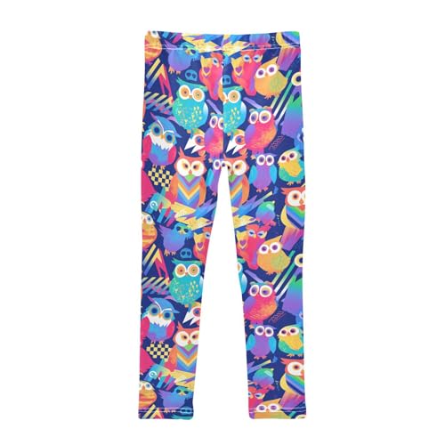 KLL Cute Colorful Owls and Trees Toddler Girls' Cotton Leggings Stretch High Waisted Pants Gym2