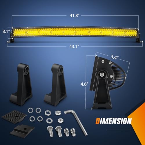Image of Nilight 42 Inch LED Light Bar 320 LED Chips Yellow Beam Curved Triple Row Fog Light Spot Flood Combo High Power LED Driving Lights Off Road Lights for Trucks SUV UTV ATV Truck Van 4x4 Boat