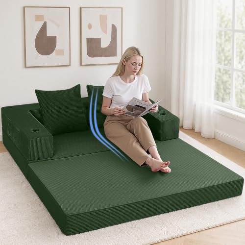 Image of COMAX Futon Sofa Bed, Convertible Sofa Bed, Folding Boneless Couches | Low-Profile Small Boneless Couch for Living Room, 11.8 inch H Low Seat 59 inch Foldable Floor Sofa Lounge Space‑Saving