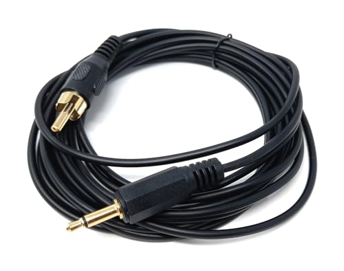 DRUT 3m 3.5mm Mono Jack Plug To RCA Phono Single Plug Lead Cable 10ft Black Gold - Image 2