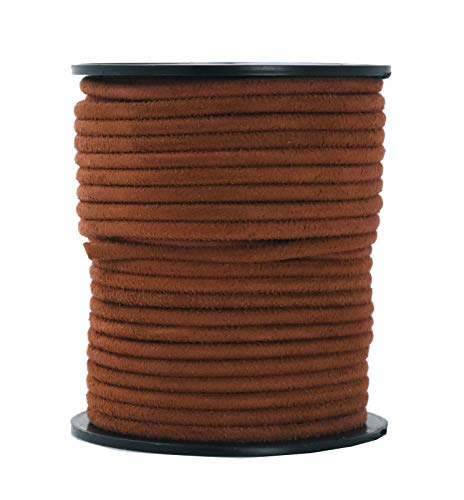 Mandala Crafts 3mm Round Brown Faux Suede Vegan Leather, Jewelry Making
