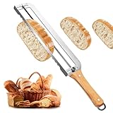 Adjustable Bread Slicer for Homemade Bread - Upgrade Manual Sourdough Bread Knife with Thickness Guide, Bread Bow Cutter with Stainless Steel Serrated Blade for Baguettes Bagels, Ideal Gift for Baker