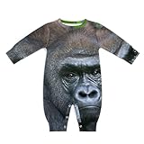 [STEBVI] ロンパース ゴリラ ベビー服 長袖 カバーオール 女の子 男の子 赤ちゃん服 前開き パジャマ 新生児 幼児 かわいい 肌着 柔らかい 部屋着 寝間着 出産祝い プレゼント 3-6M