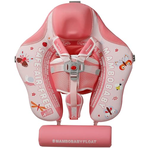 Mambobaby Float with Canopy Newest Size Improved Non Inflatable Infant Baby Pool Float Smart Mambo Float Swim Trainer Add Tail Baby Swim Float Mambo Baby Float Solid Air Free Water Waist Swimming Ring