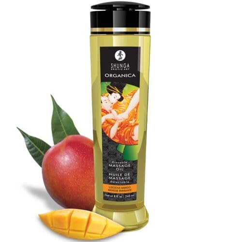 Aceite de Masaje Natural con Aroma a Mango | Elaborado con Aceites Naturales | Vitamina E | Sin Residuos Grasos