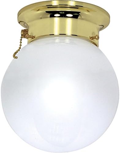 Nuvo Lighting 60/295 One Light Flush Mount, Polished Brass/White Glass