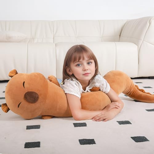 Image of Tianmihou 48 inch Giant Capybara Plush Stuffed Animal, Big Capybara Glow in The Dark Fluorescent Plushies Pillow Toy, Jumbo Cute Capibara Body Pillow Gifts for Kids Adults, Birthday