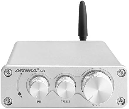 [2021 Upgraded] AIYIMA 2 Channel amplifier Bluetooth 5.0 Stereo Digital Audio Amplifier Receiver HiFi TPA3116 Class D Amp 50W+50W With Treble & Bass Control For Home Audio Speakers (No Power Supply)