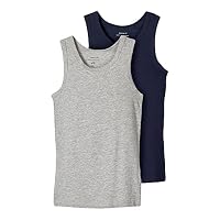 NAME IT Jungen Nkmtank Top 2p Noos Unterhose, Grey Melange /Pack:w/ Dark Sapphire, 146 EU