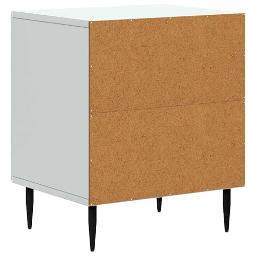 Table de chevet blanche bois métal meuble d'appoint pour salon - 7