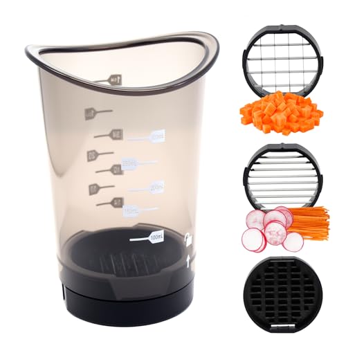 HASAIKA® Fruits Cutter multifonction, Coupe Frites, coupe-tasses, La base autonettoyante permet de trancher et de déchiqueter rapidement et uniformément