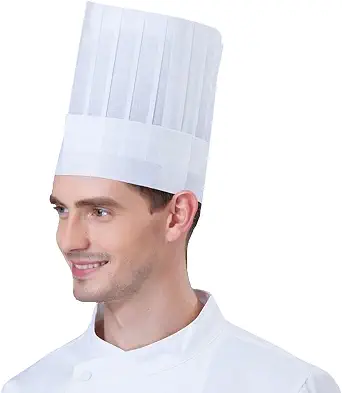 Hyzrz 20 Pack Disposable Non-Woven Paper Fiber Chef Hats for Women and Men, Adjustable Unisex White Kitchen Caps Bulk Set