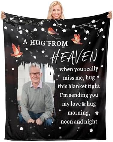 Personalized Photo Memorial Blanket Gifts,Custom Sympathy Gifts for Loss of Loved One Mom Dad Husband,in Memory of Loved One Blanket Gift,Bereavement Remembrance Grief Condolence Gifts (Pattern 1)