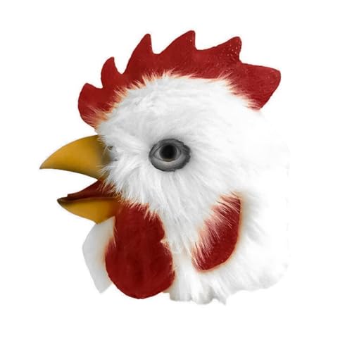 Namvo Masque de coq en latex amusant et réaliste - Masque de cosplay animal blanc pour Halloween, Noël, fêtes d'anniversaire