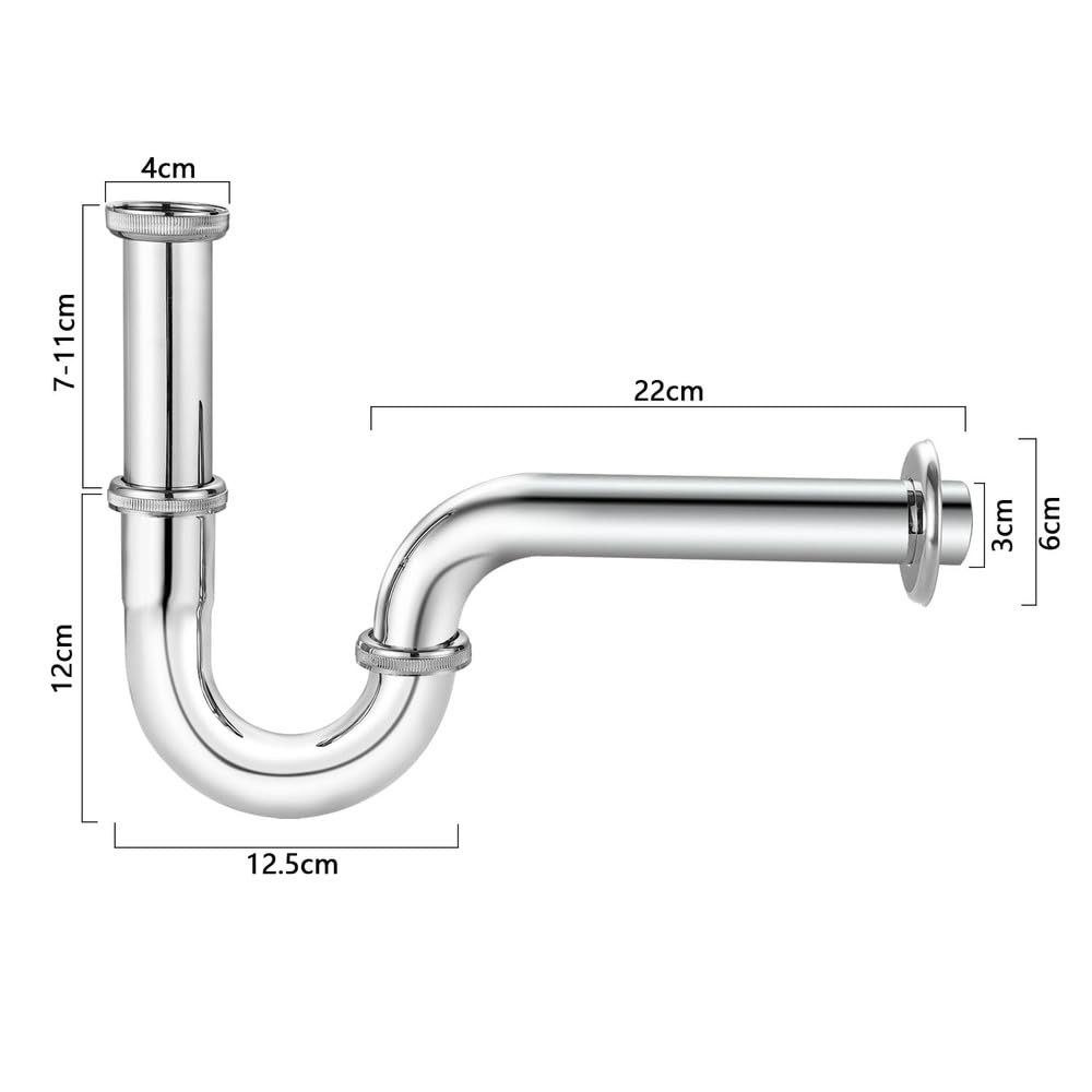 Siphon de vidange en acier inoxydable 32 mm, anti-odeur, pour robinet, évier, tuyau d'égout, argent, 1 pièce