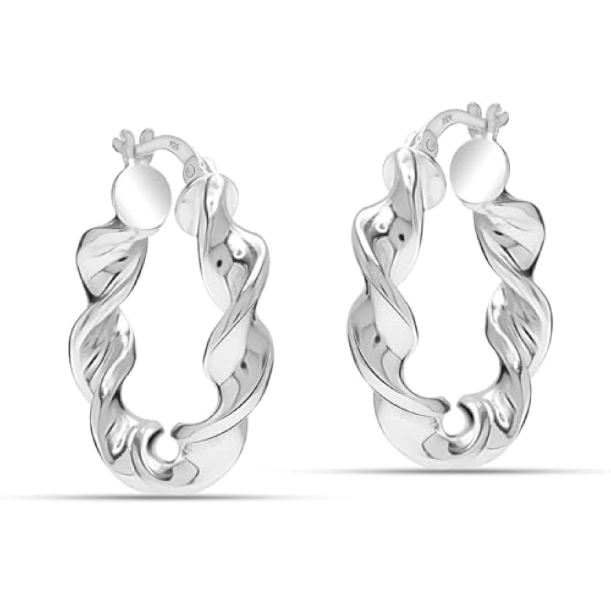 Women's 925 Sterling Silver Twisted Hoop Earrings