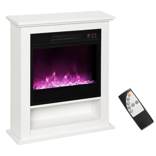 Image of HOMCOM 24" Electric Fireplace with Surround 9 Colours Freestanding White