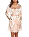 Produktbild BESDEL Damen Robe Weiche Kimono Bademäntel Baumwollbademantel Nachtwäsche Loungewear Kurze Robe Champagner S