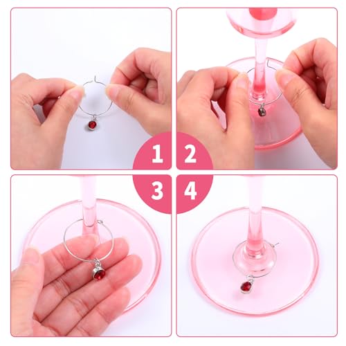 24PCS Wine Glass Charms, 24 Styles Glass Markers Wine Charms for Stem Glasses Wedding Reception Christmas Wining Tasting Party Gifts Favor Decorations Summer Beach Themed - Thumbnail 5