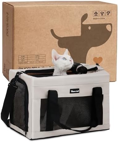 （13:00時点） 【軽快キャリー】猫 きゃりーバッグ ペットキャリー 持ち運び4WAY 猫用・特小型犬・うさぎ ケージ 小動物用 5kgまで 変形しない 4面メッシュ コンパクトに折りたたみ 『急な防災、アウトドアに大活躍！』Totoro ball DYJCGL002 (ホワイト, S（43L x 23W x 28H cm）)